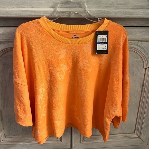 Women’s Under Armour Journey Terry Cloth Short Sleeve Cropped‎ Workout Tee - Picture 4 of 9